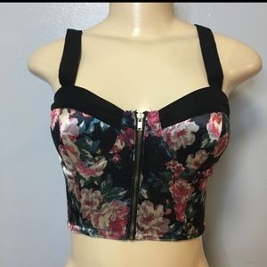 Band Of Gypsies Floral Crop Top Sz S Sleeveless